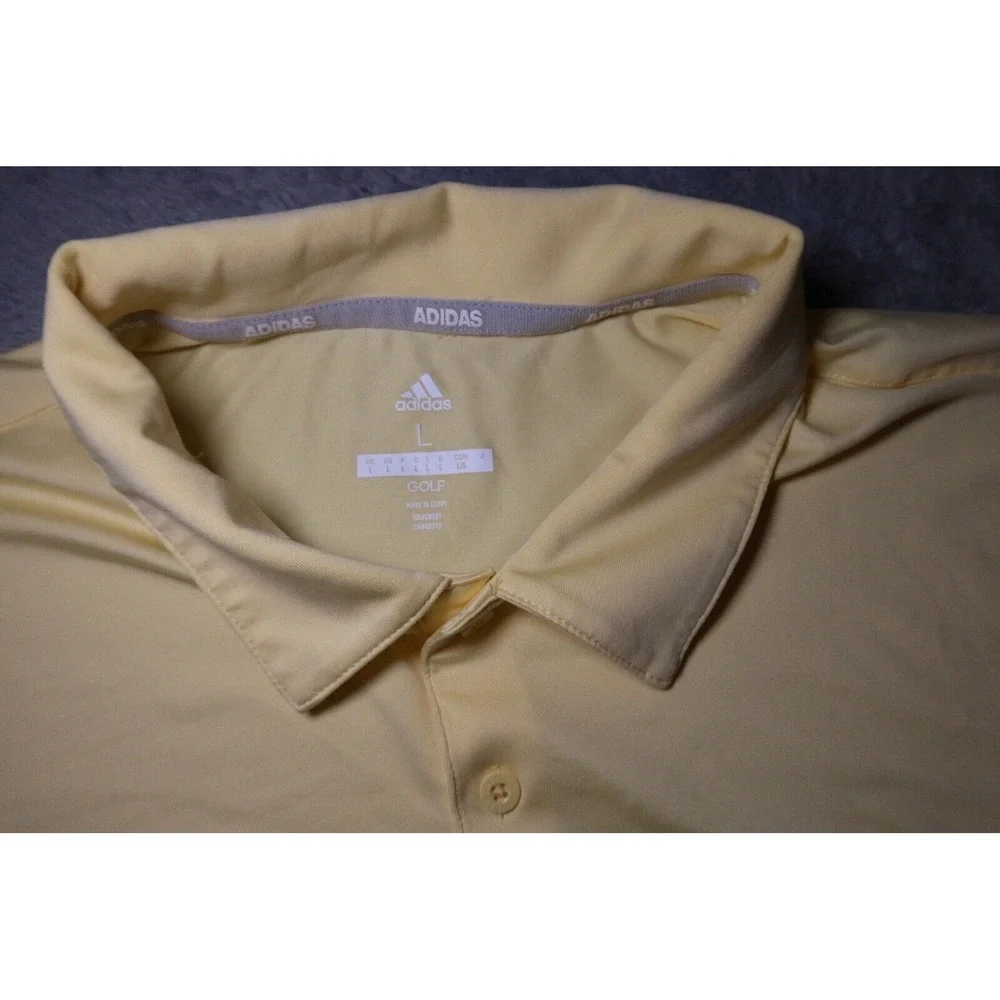 Adidas Golf Men's Yellow Short Sleeve Polo Shirt SZ Large Athletic Casual Fit